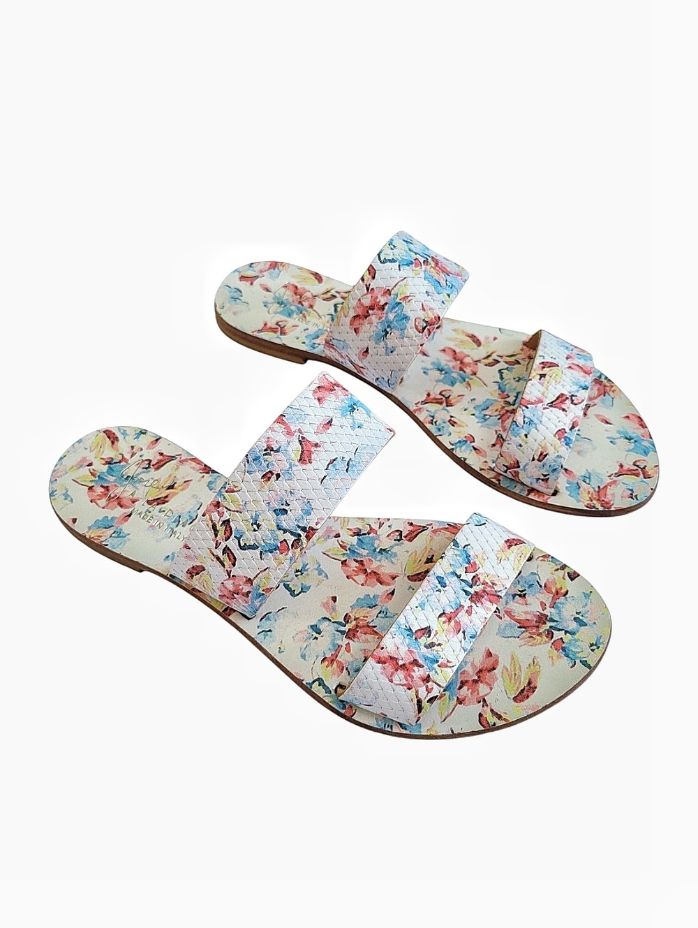 Joie à LA Plage Floral Embossed Leather Slide Sandals  Size 35.5